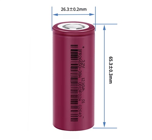 dimension of 26650 lifepo4 battery