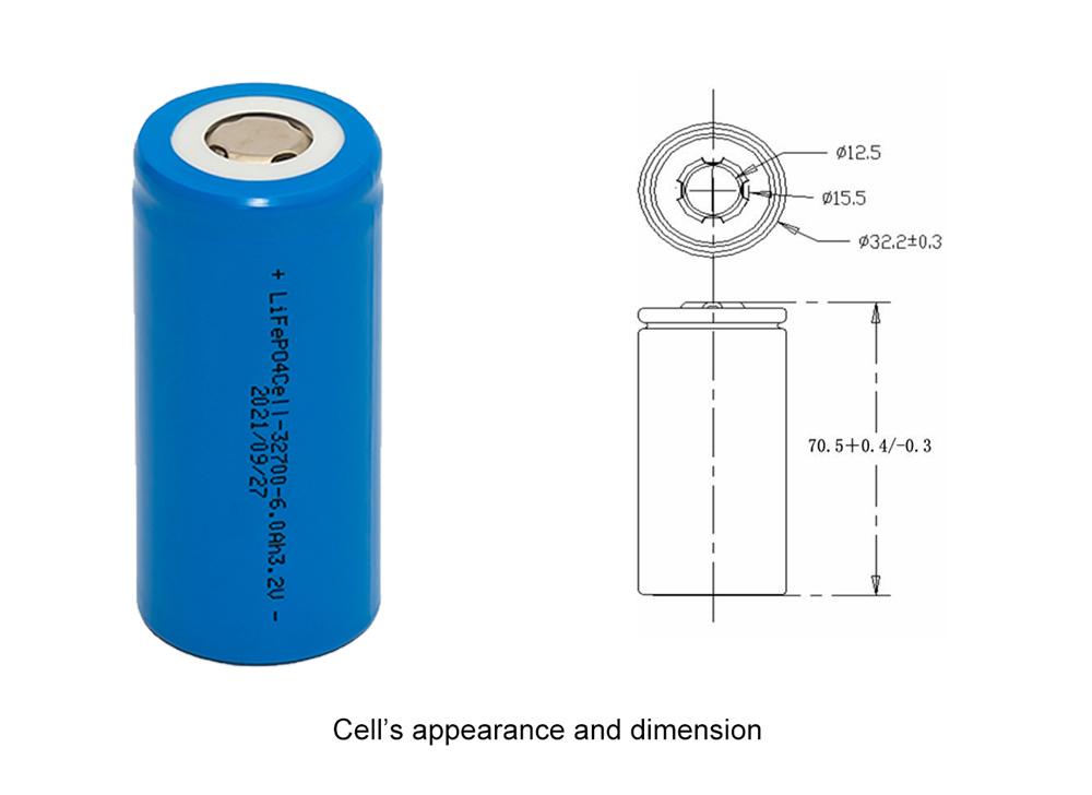 dimensions of 32700 lifepo4 battery