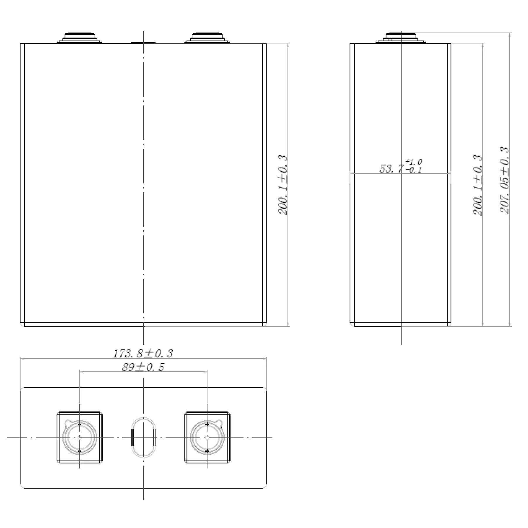 dimension lishen 202ah lifepo4 cell