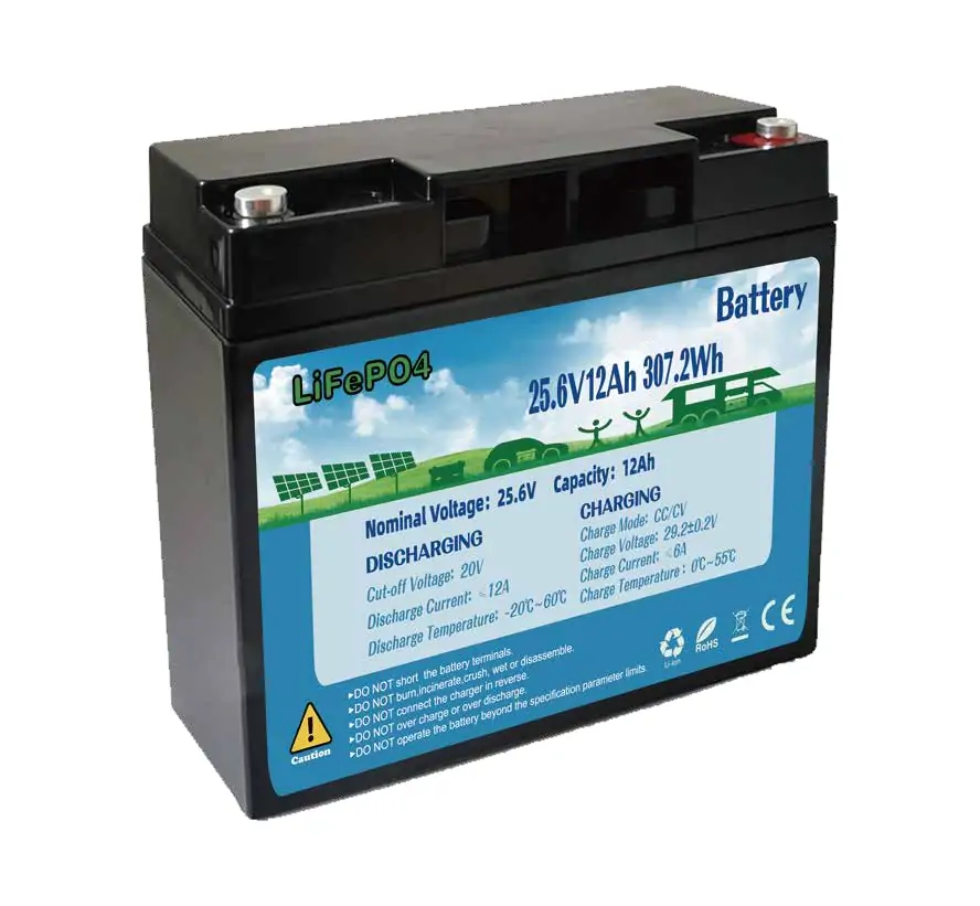 24V/25.6V 12Ah Lithium LiFePO4 Battery Pack