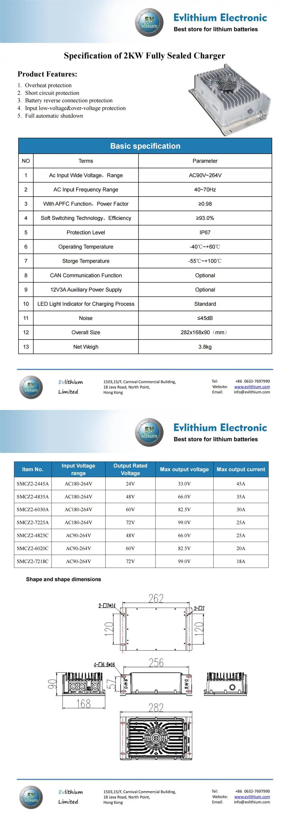 2kw on board charger specification