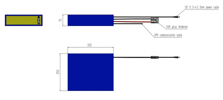 12.8V72Ah flat battery pack