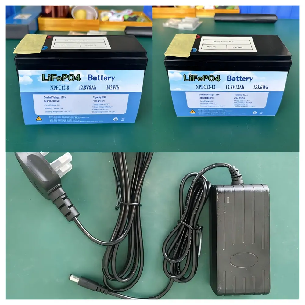 12.8V 8Ah&12Ah lithium battery packs and 14.6V2A charger