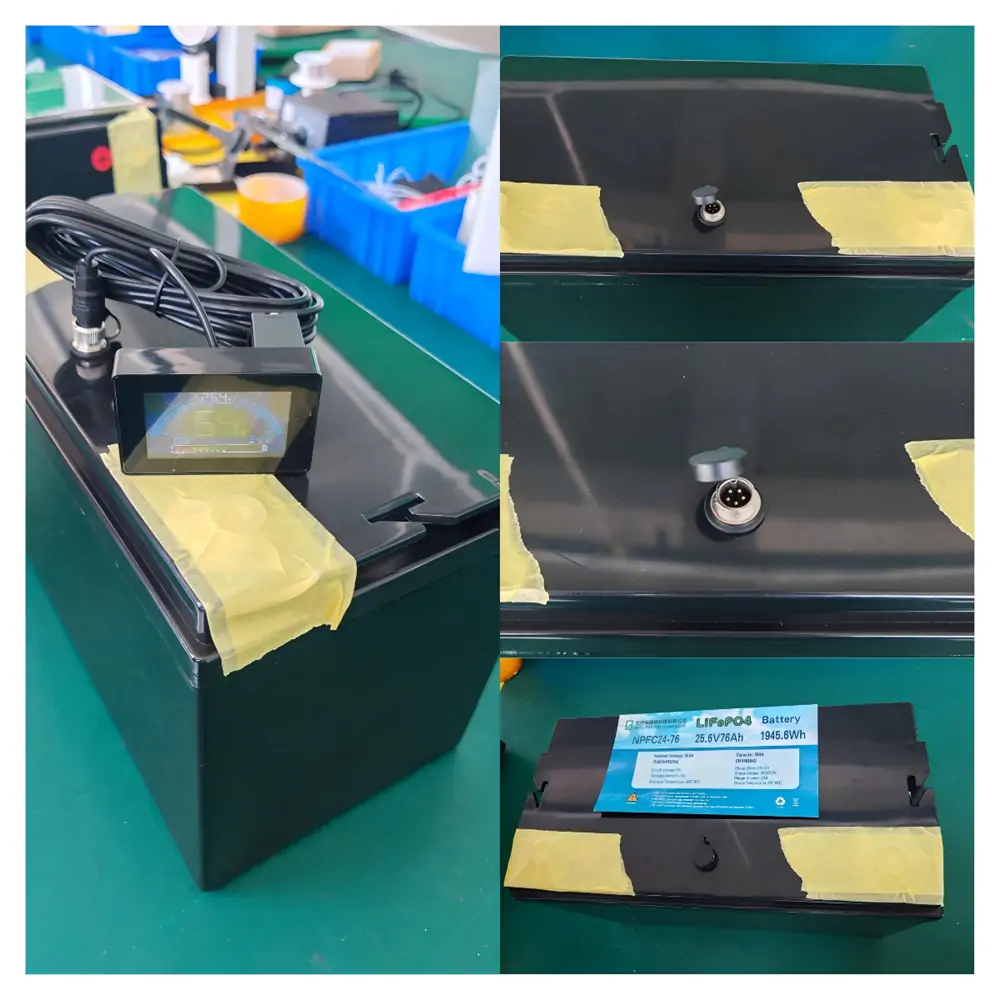 display of 25.6V76Ah lifepo4 battery pack