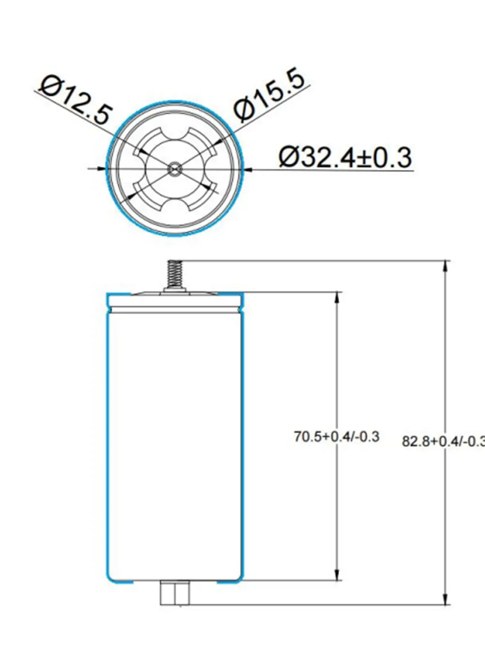 dimension of 32700 3.2V6000mah lifepo4 battery